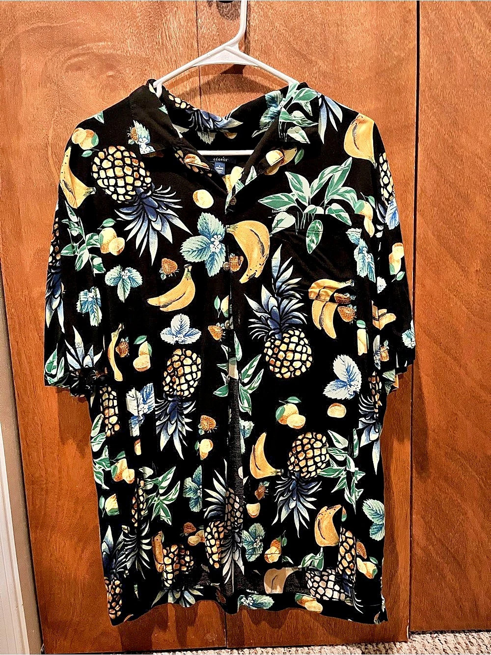 George Men's Rayon Tropical Print Shirt Size Large